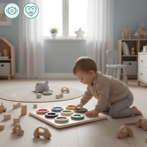 Tableau sensoriel Montessori en bois – 9 textures à découvrir et à développer le sens du toucher