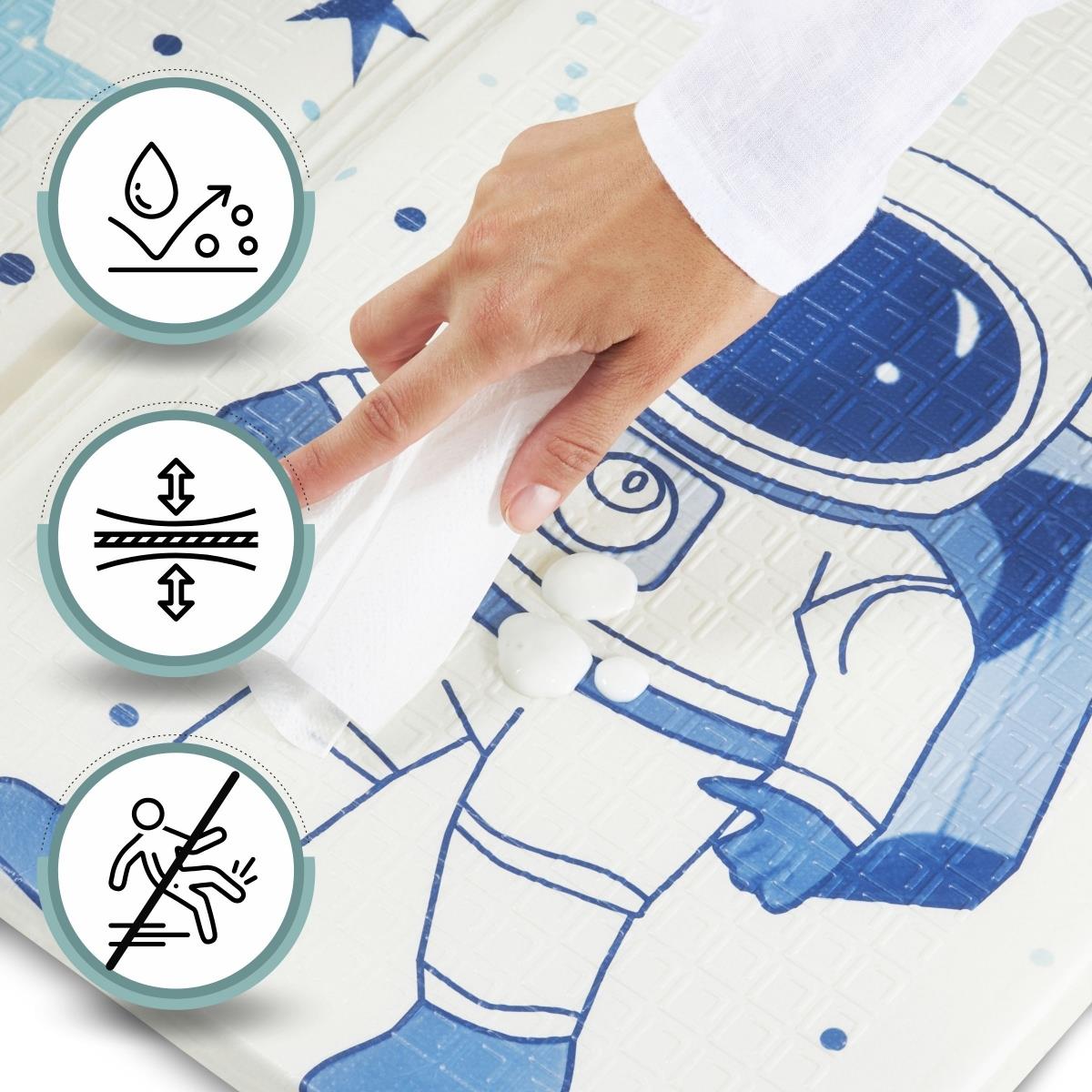 Tapis pliant double face en mousse 180 x 120 x 1cm - Cosmos/Triangles géométriques