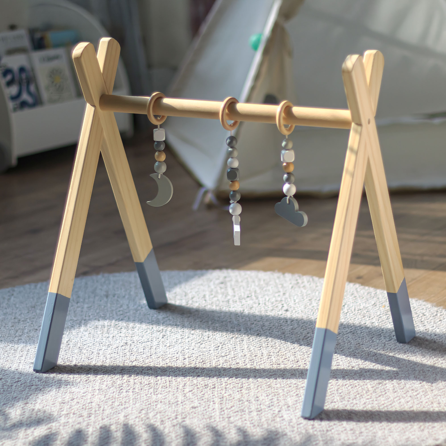 Support éducatif en bois Baby Gym - couleur grise