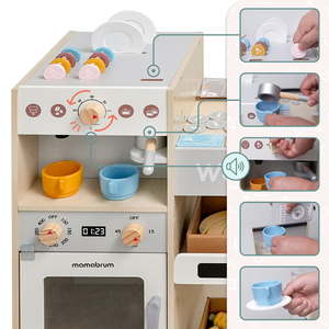 Grand magasin XXXL en bois pour enfants avec fast food - Corner shop + Machine à café + Four + Réfrigérateur - 106 ac.