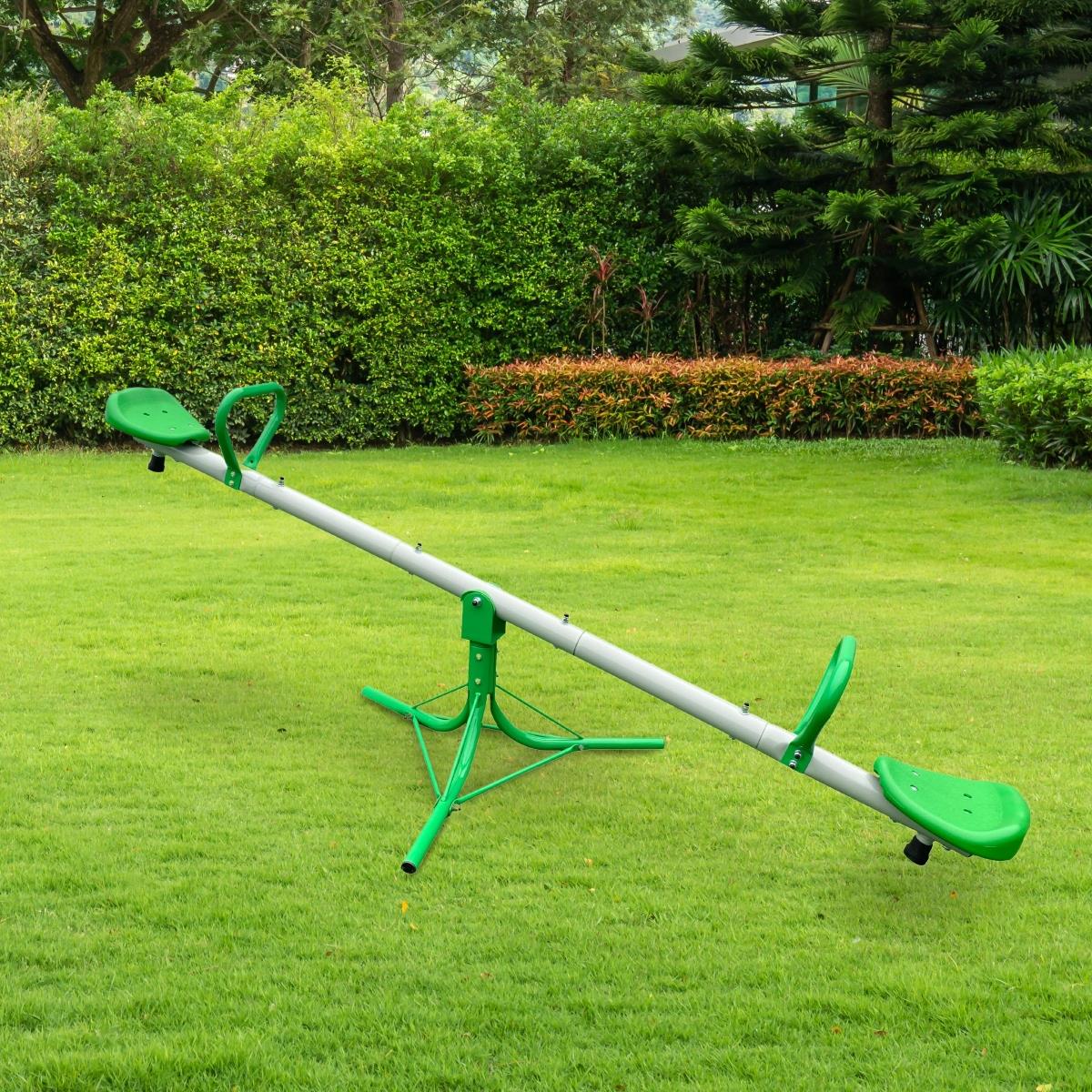 Balançoire de jardin 2 en 1, poutre d'équilibre pour 2 personnes avec fonction carrousel à 360 degrés