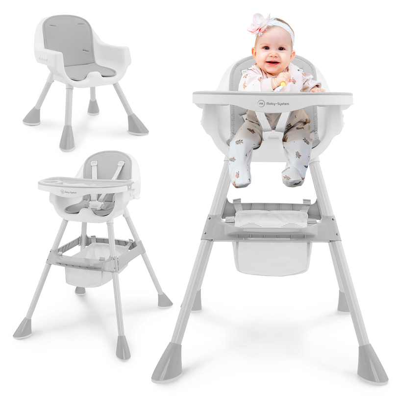 Moby-System Magnolia 2-en-1 chaise haute réglable - gris