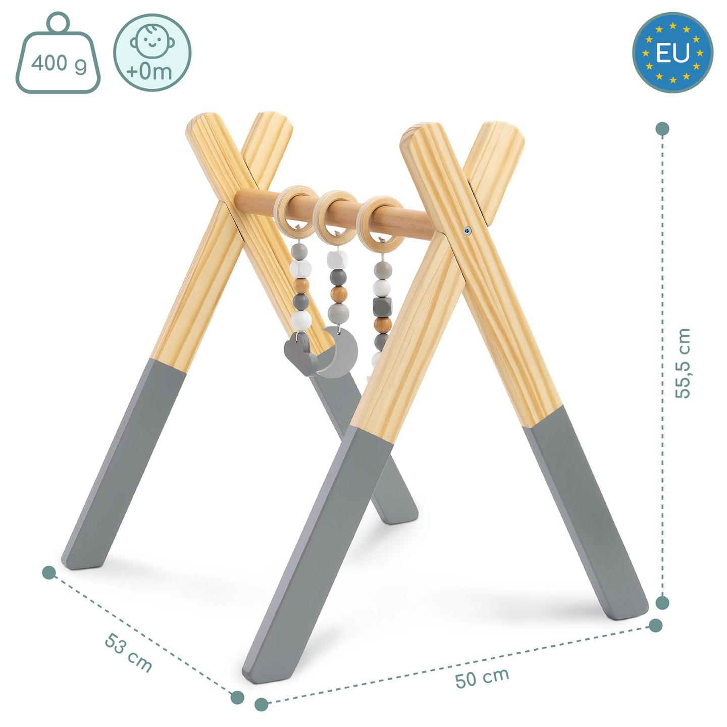 Support éducatif en bois Baby Gym - couleur grise