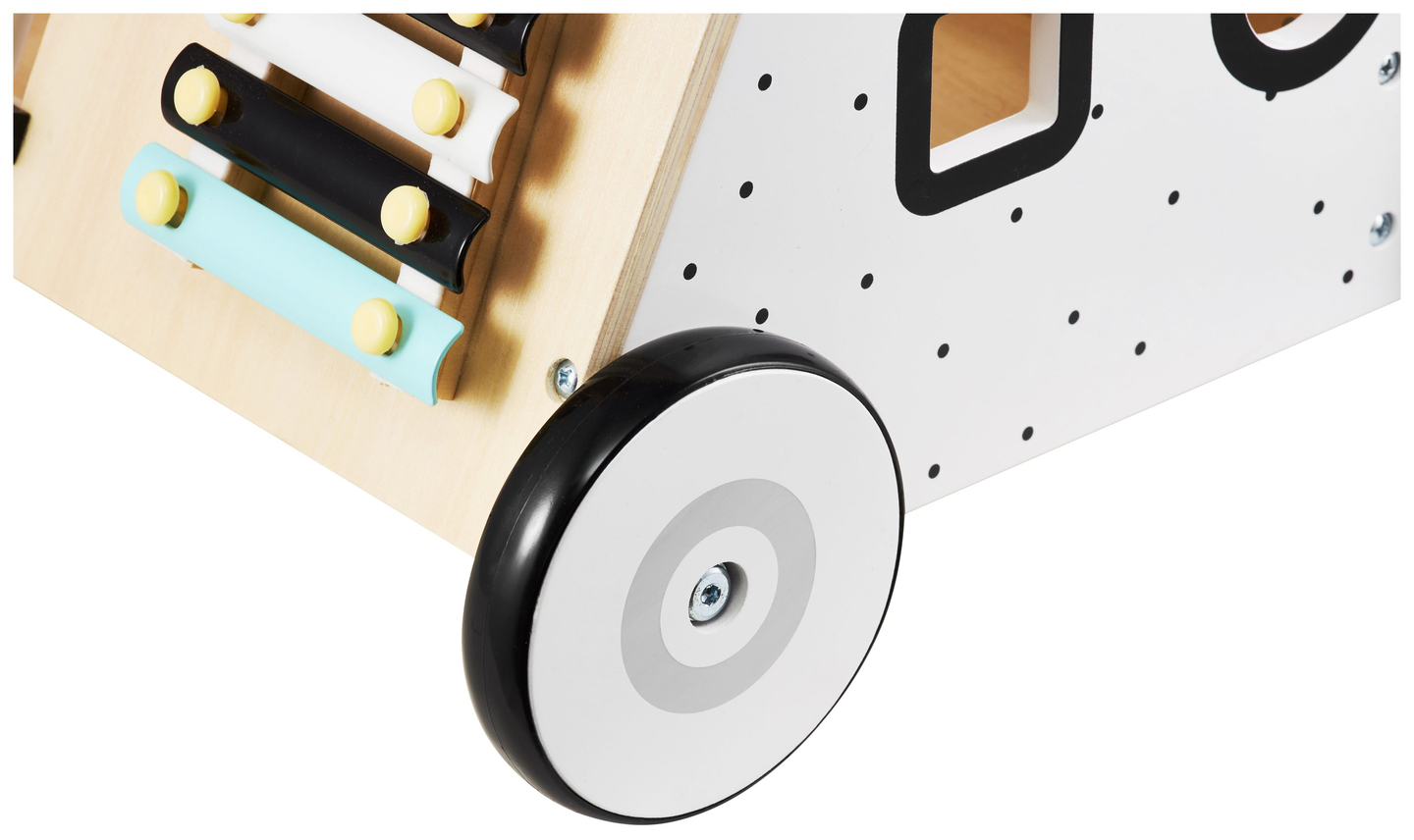 Trotteur / poussette en bois, éducatif - planche de manipulation