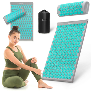 Tapis d'acupression avec coussin et housse - 72 cm HyperMotion gris-menthe