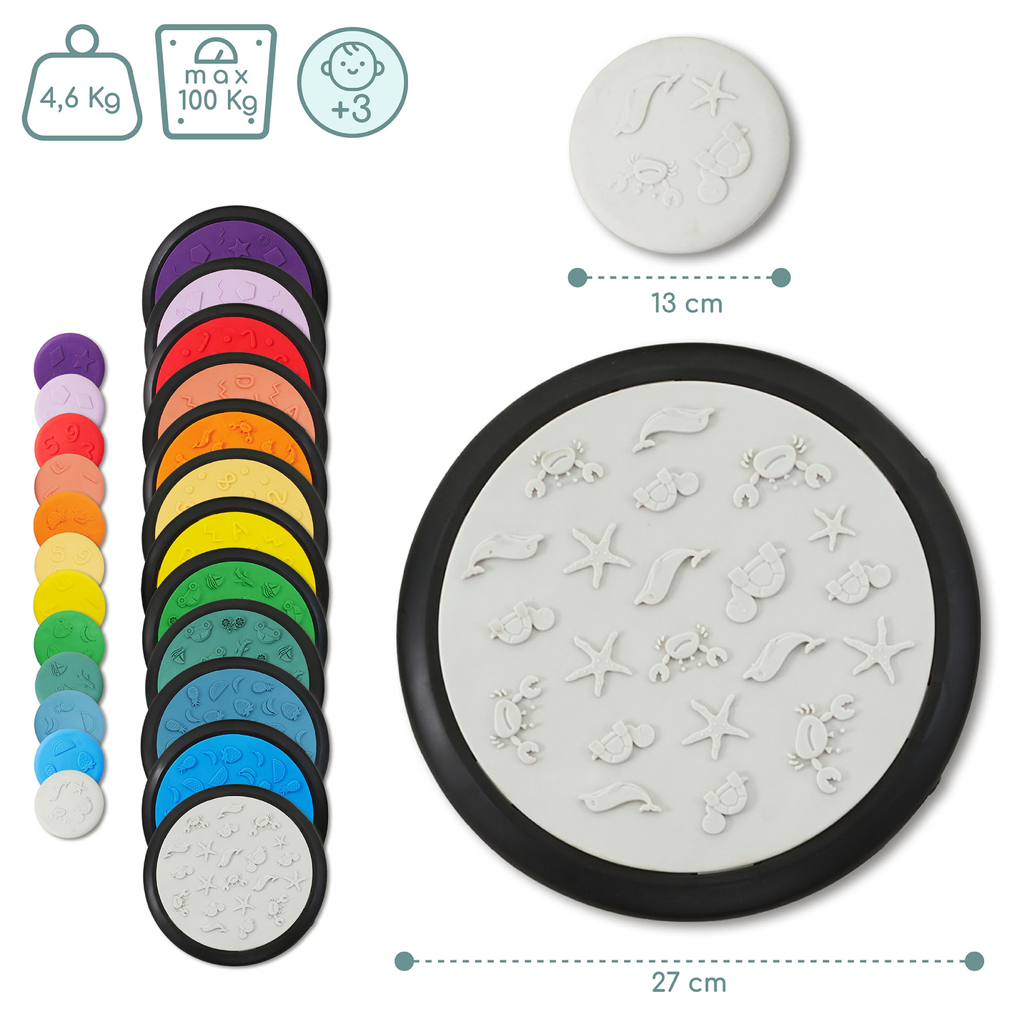 Disques sensoriels colorés pour enfants - 24 pièces