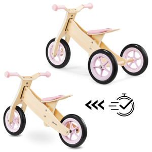 Tricycle et draisienne en bois 2en1 - HyperMotion PERCY - rose