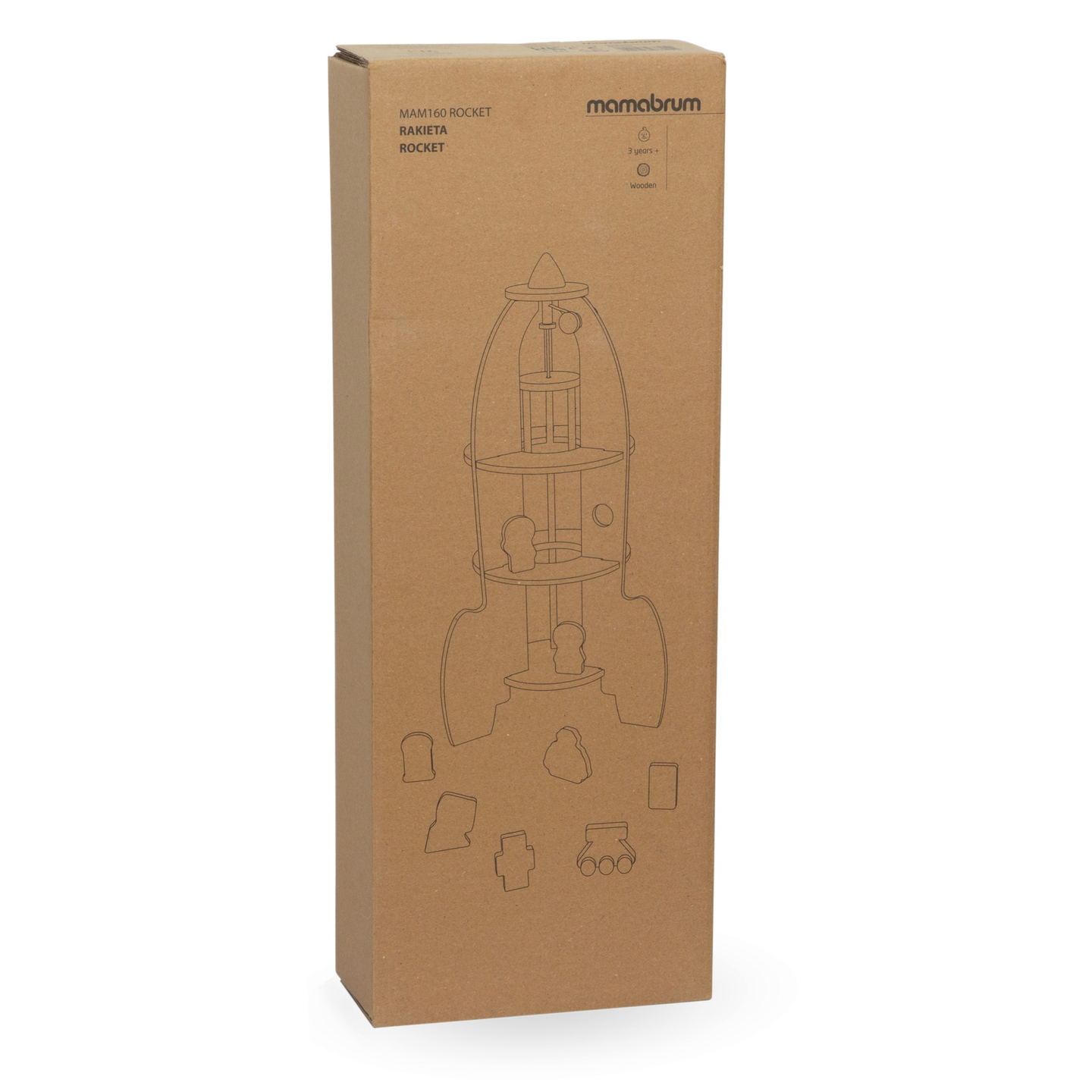 Grande fusée spatiale en bois avec ascenseur et accessoires - XXL