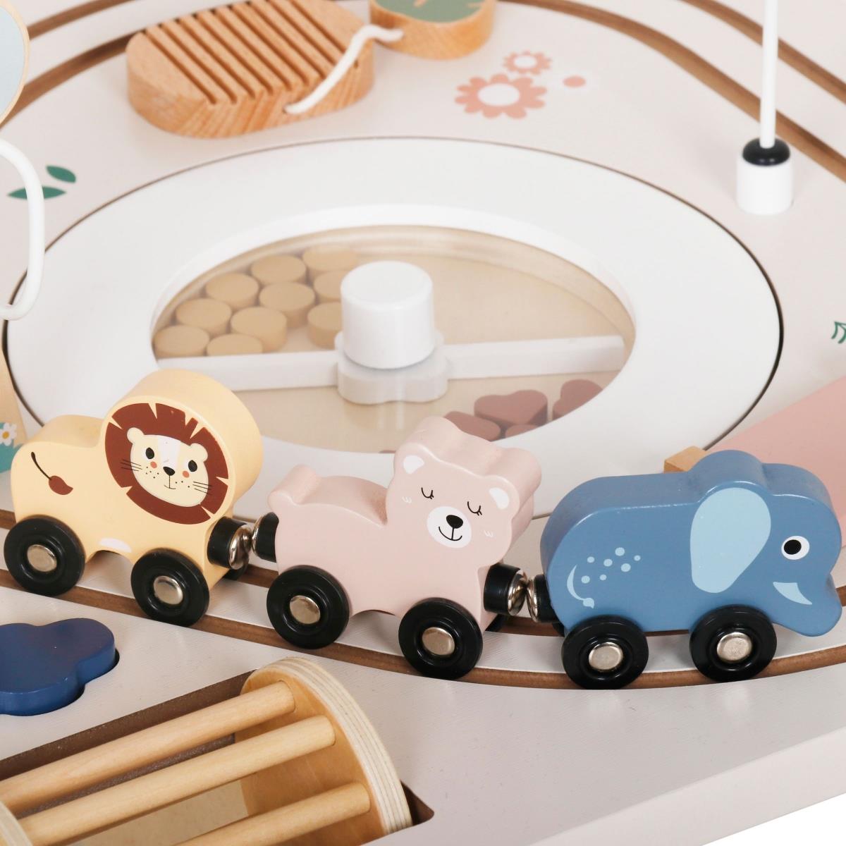 Table éducative en bois 10in1 avec animaux et train
