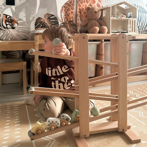 Grand cul-de-sac en bois - toboggan avec éléments tournants