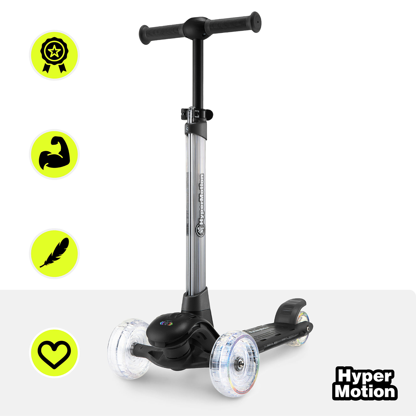 Trottinette d'équilibre HyperMotion BECKY - Éclairage LED RGB, noire
