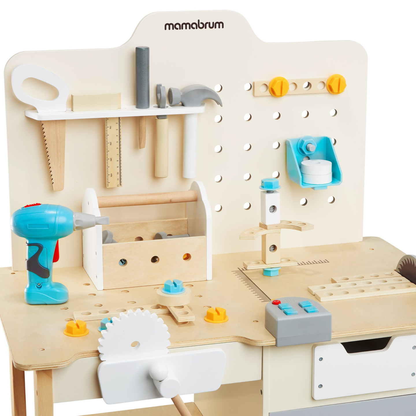 XXL Grand atelier en bois avec outils - set de bricolage, 74 éléments