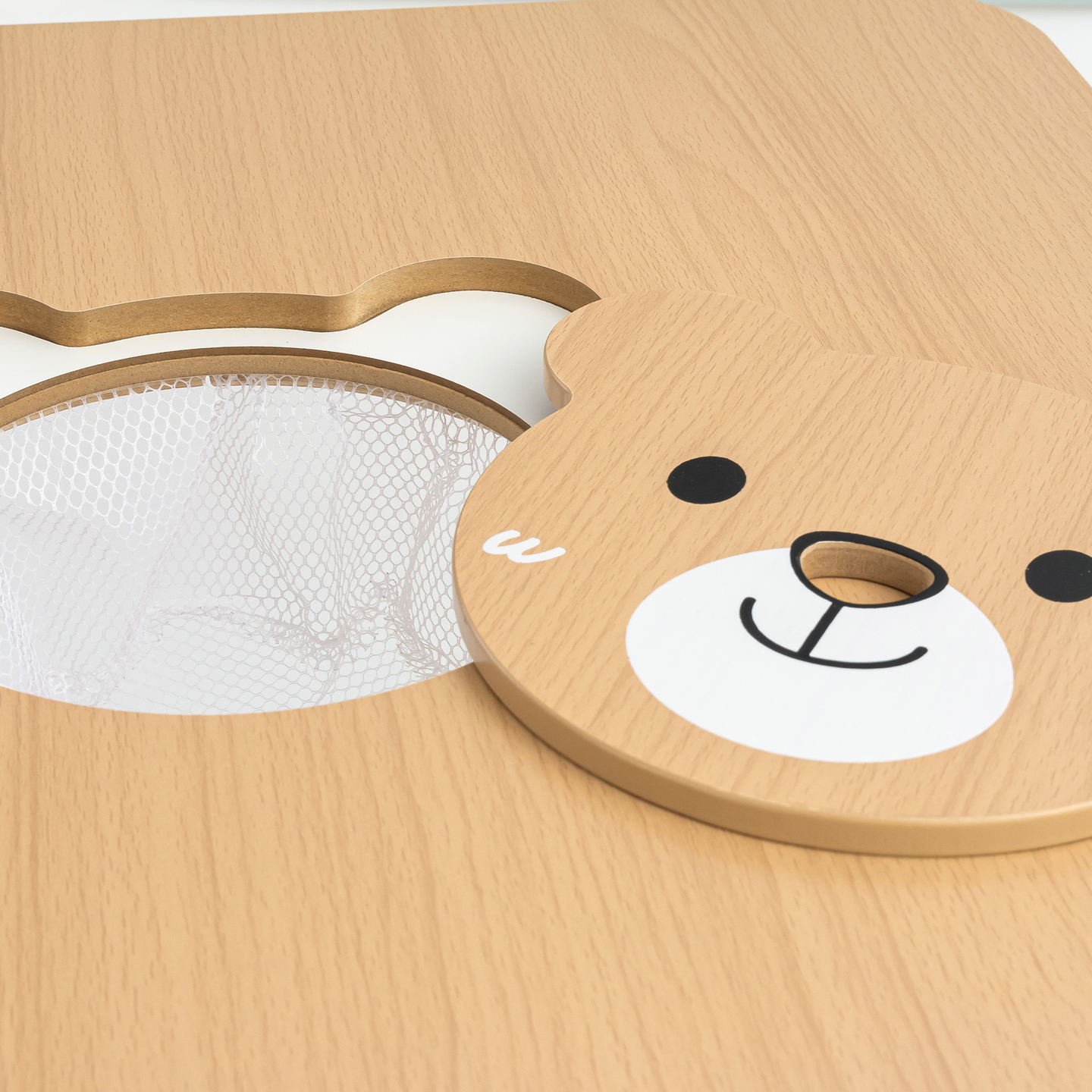 Table en bois avec rangement et 2 chaises Ensemble enfant - Ours en peluche mignon