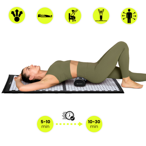 Grand tapis d'acupression avec coussin et housse - 130 cm HyperMotion noir et blanc