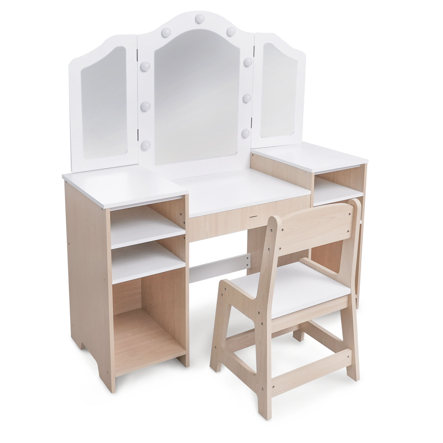 Table à langer en bois pour enfants avec chaise, accessoires et éclairage LED