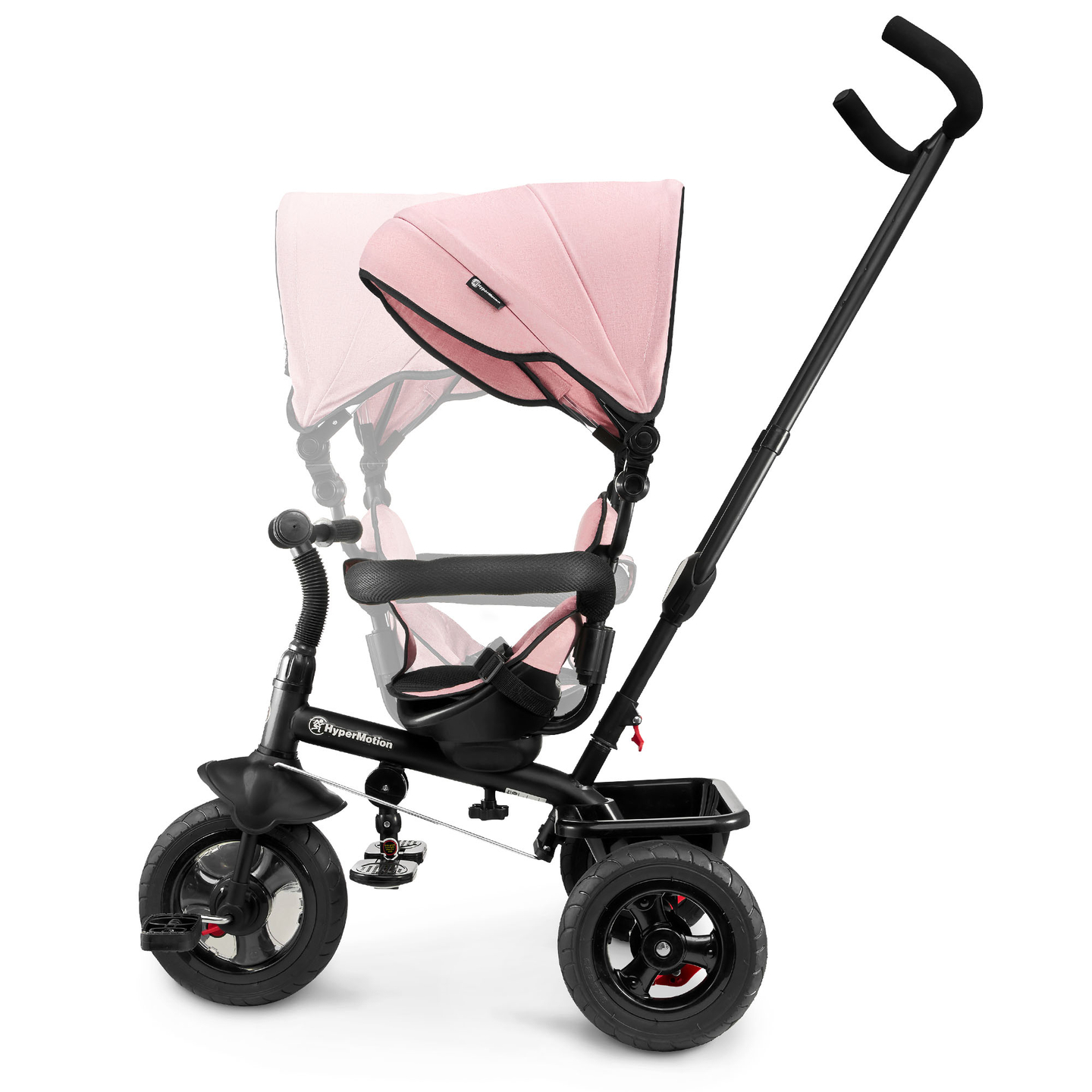 Tricycle pour enfants 1-4 ans - TOBI FREY - couleur rose - pivotant - roues pompées + pousseur
