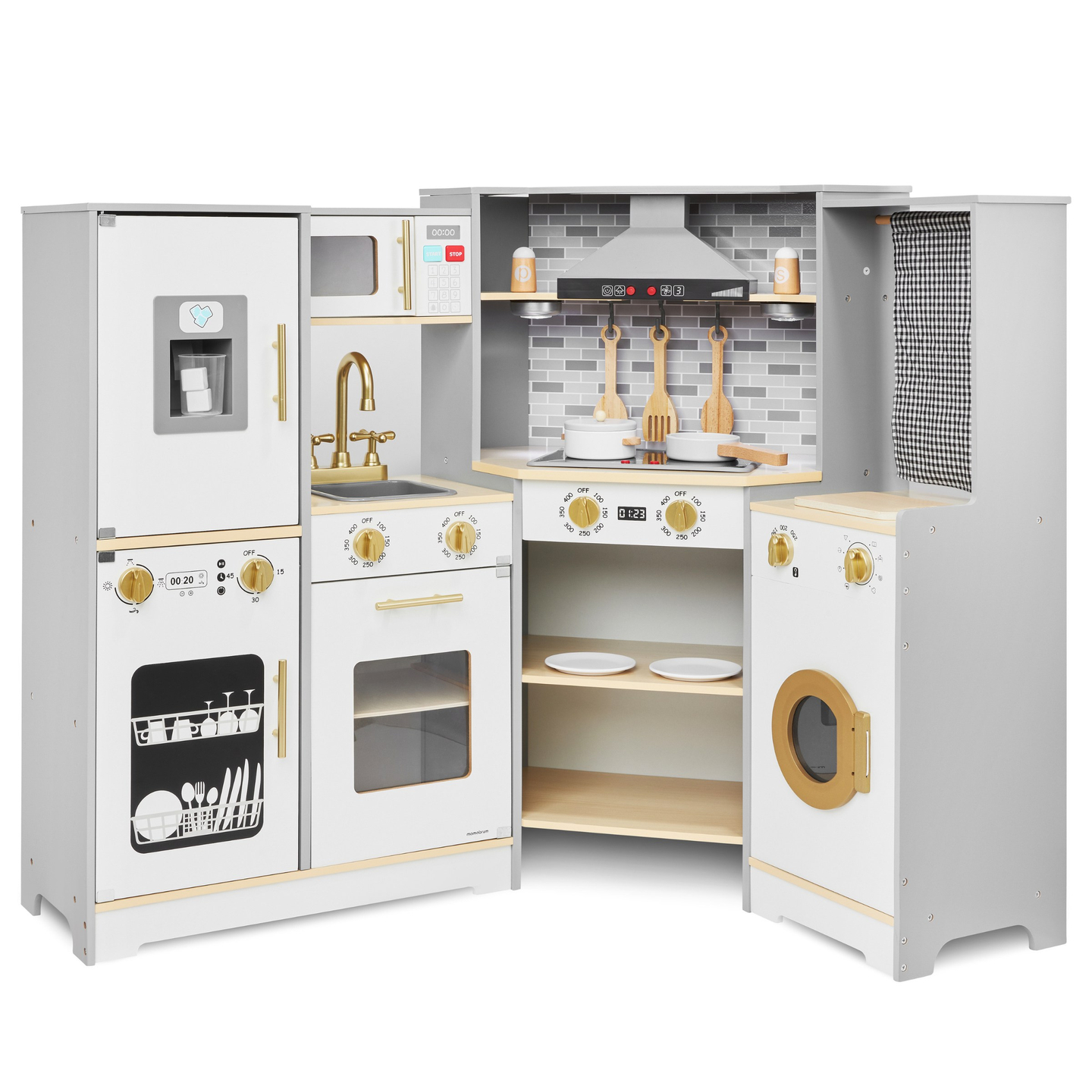 Cuisine interactive XXXL en bois avec éclairage LED, hotte et accessoires