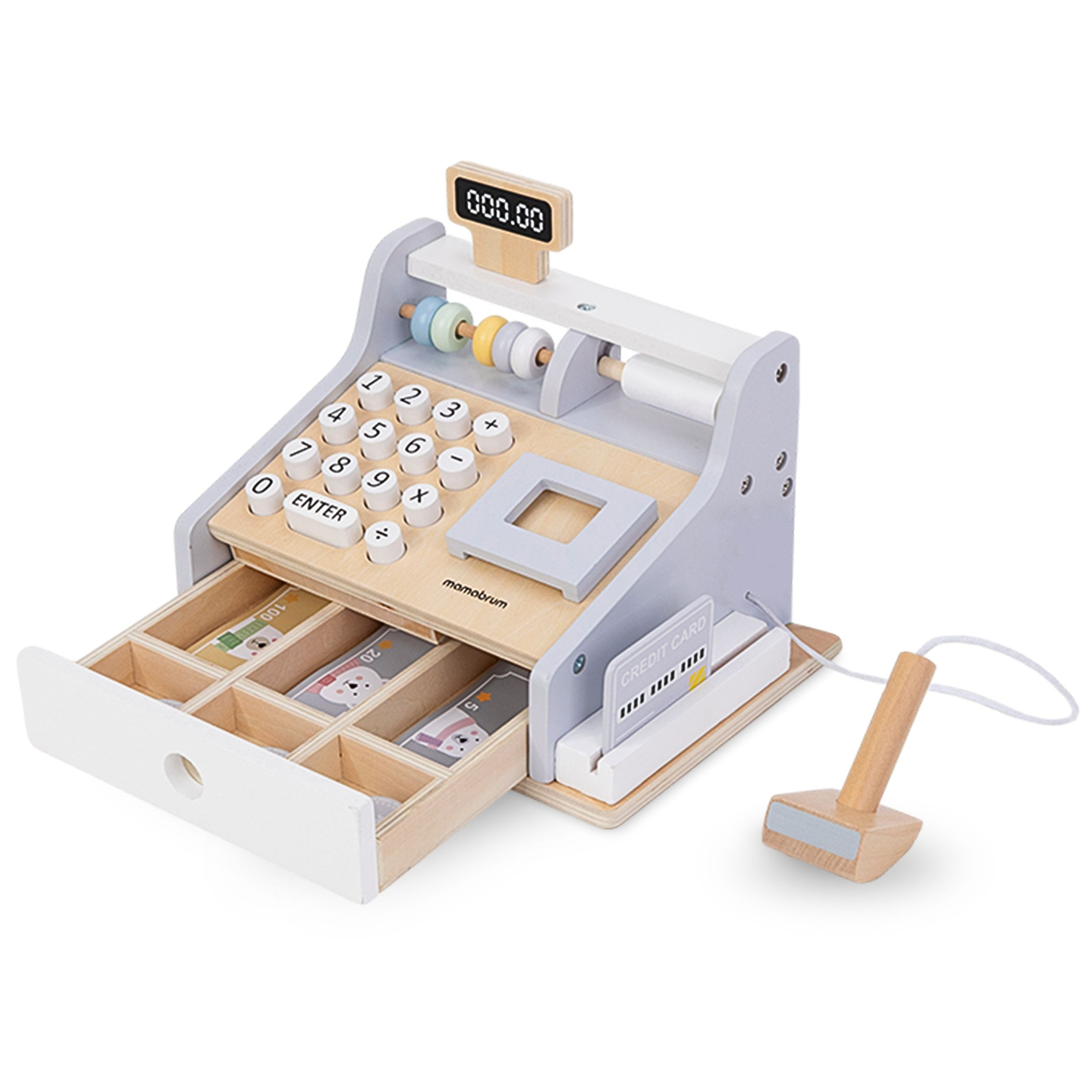 Caisse enregistreuse en bois avec accessoires