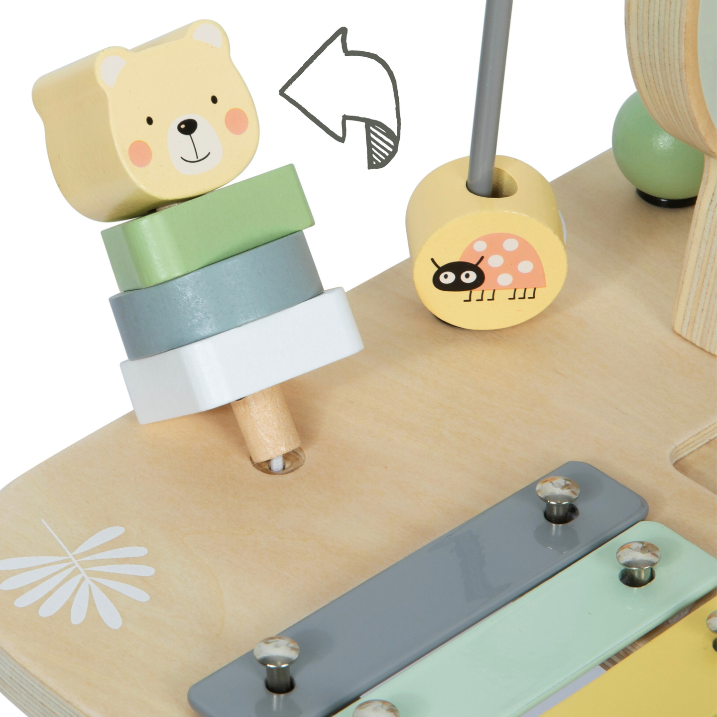 Table musicale éducative 7 en 1 en bois avec cymbales et gong - jungle sauvage