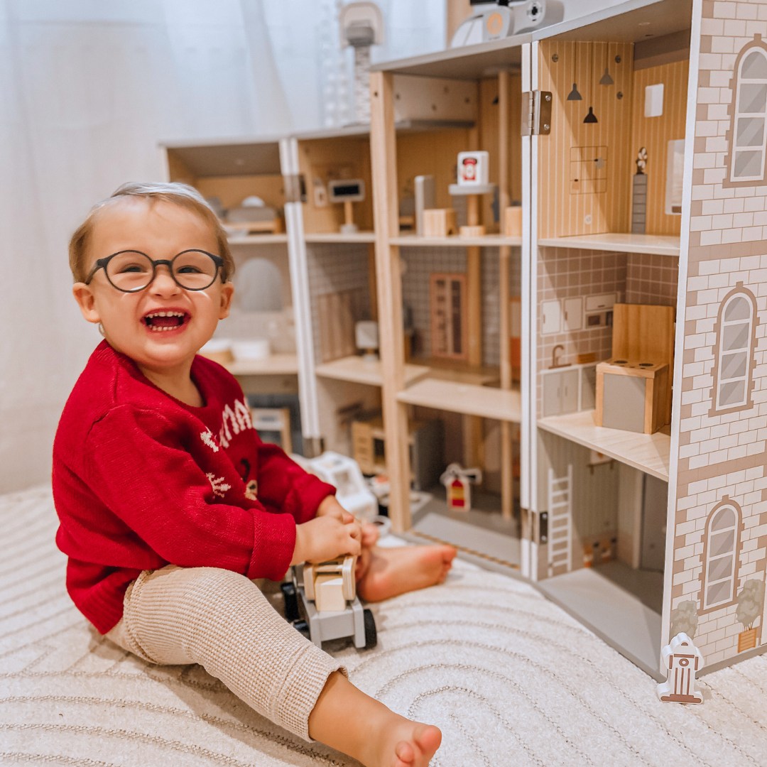 Grande caserne de pompiers pliante avec poste de police - ensemble en bois. Caserne de pompiers et poste de police avec accessoires.