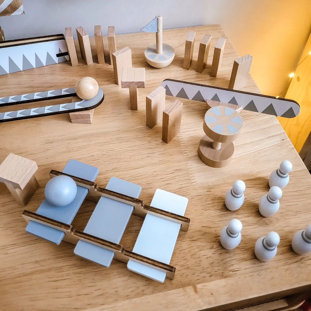 Blocs de dominos en bois - parcours d'obstacles - 48 éléments