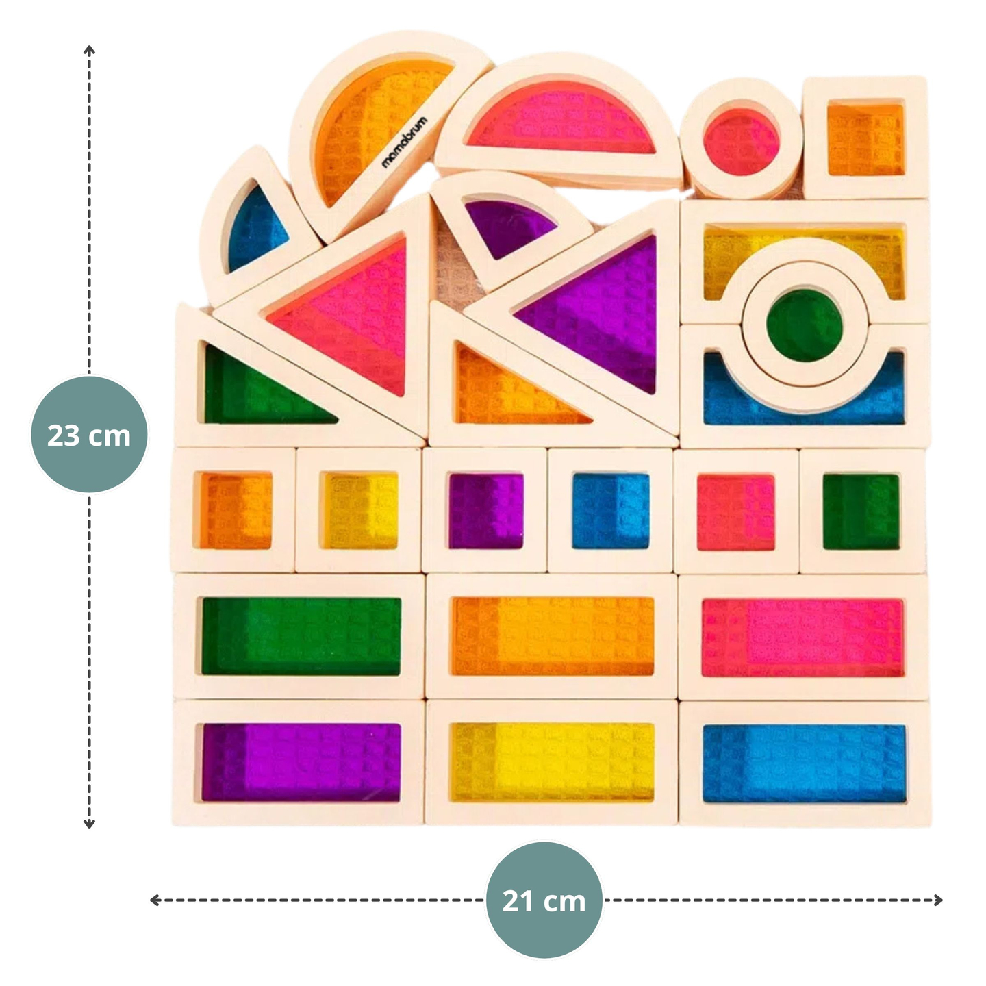 Blocs de bois arc-en-ciel - 25 éléments