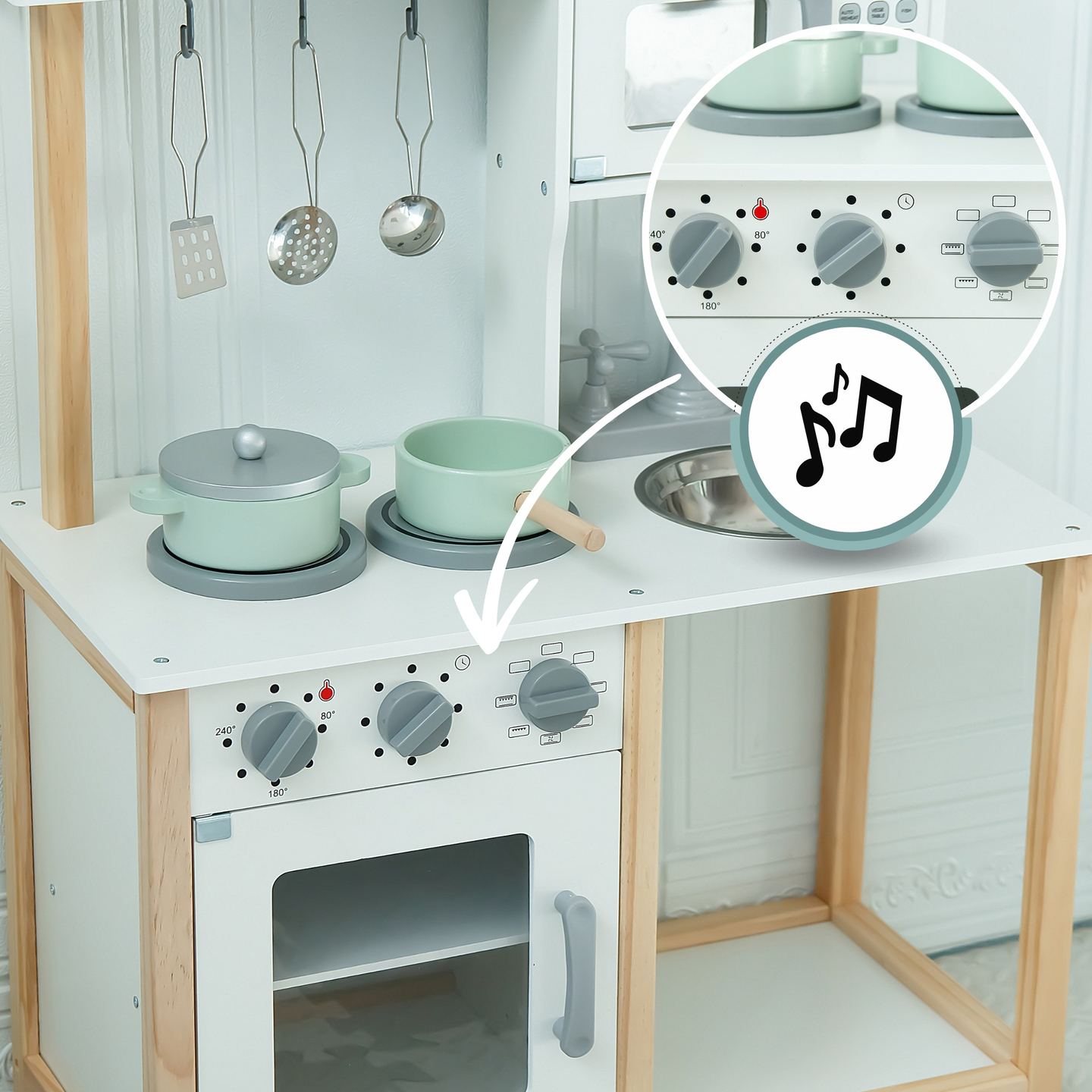 Cuisine en bois pour enfants avec micro-ondes