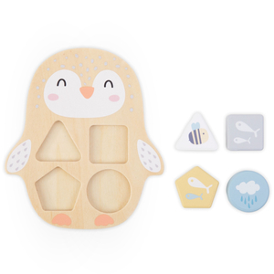 Ensemble de jouets en bois - entrelacs colorés, pyramide Deer, trieur Penguin