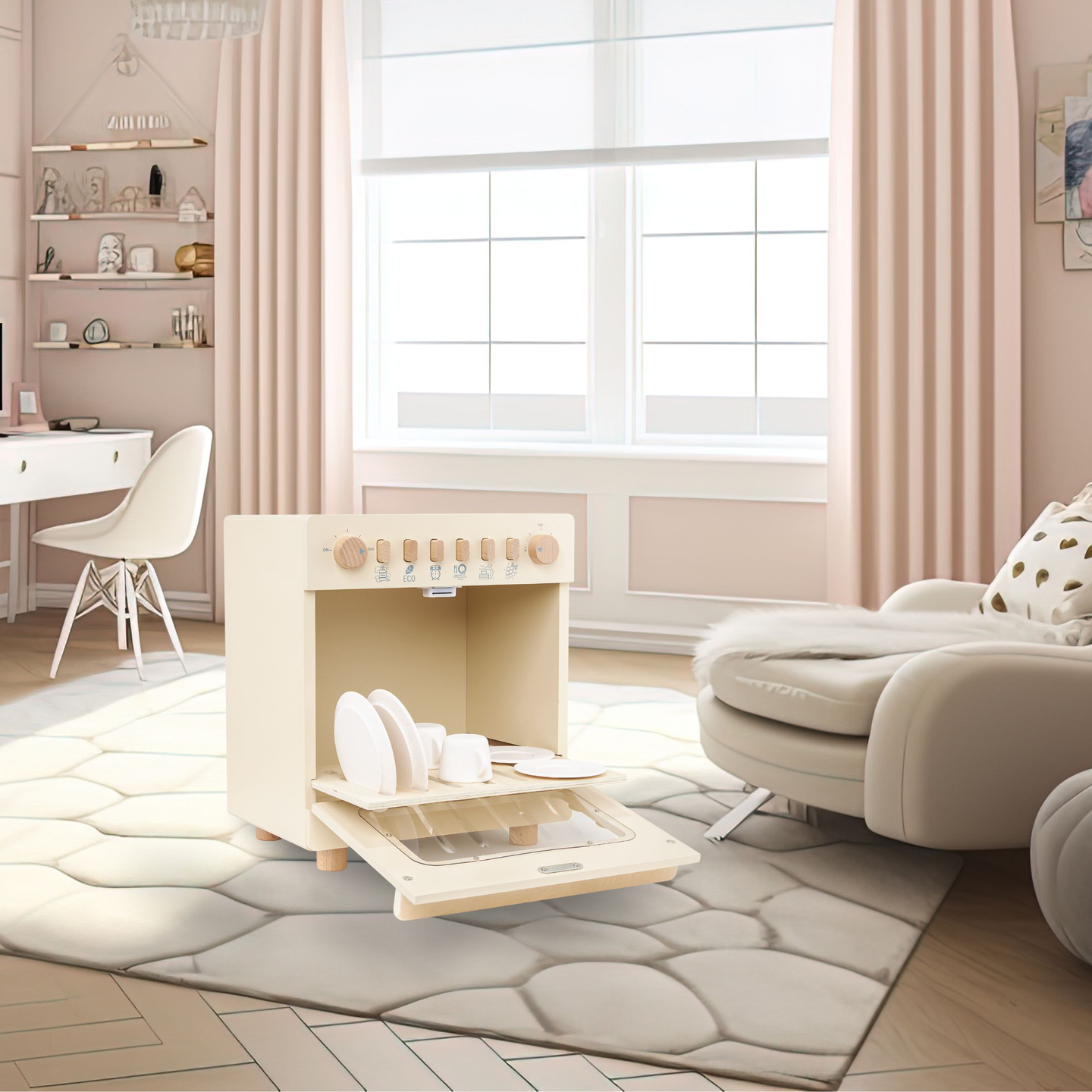 Lave-vaisselle en bois avec accessoires