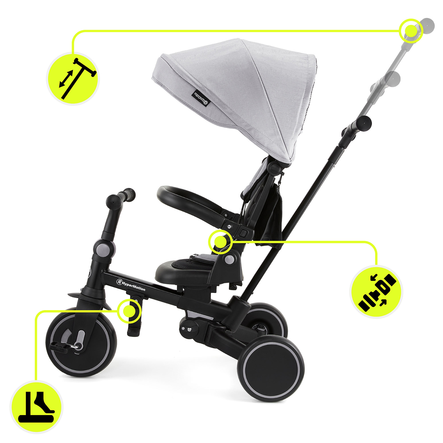 Tricycle multifonctionnel 8 en 1 TOBI FOREST - gris