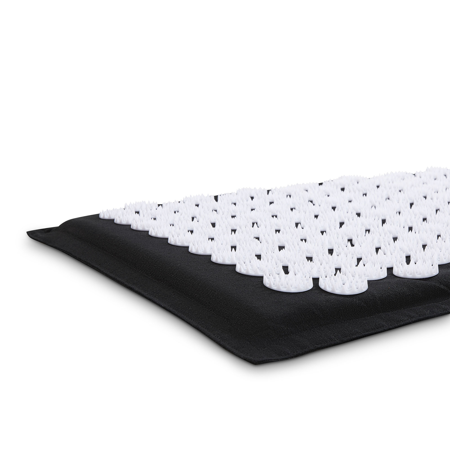 Tapis d'acupression en lin écologique avec coussin en fibres de coco et sarrasin – 68 cm HyperMotion Noir et Blanc