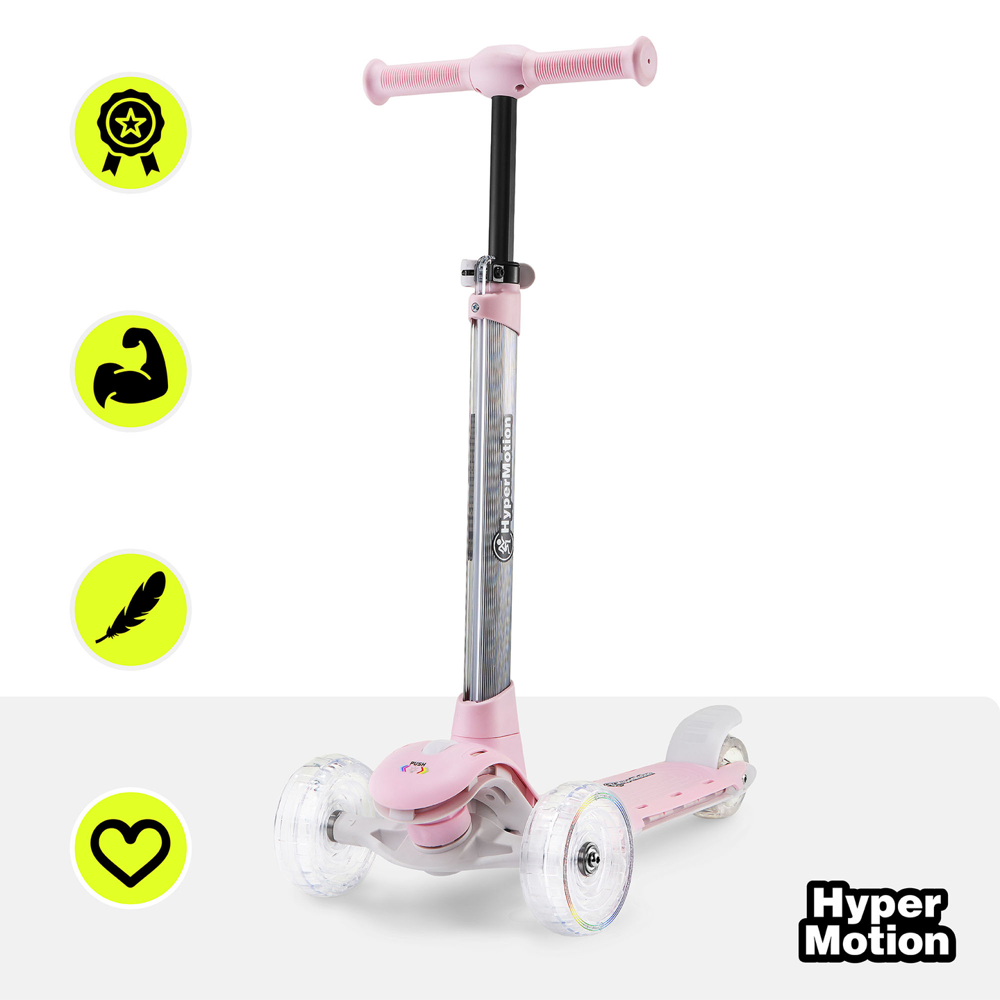 Trottinette d'équilibre HyperMotion BECKY - Éclairage LED RGB, rose