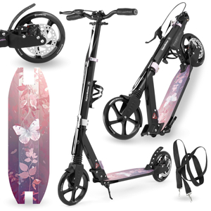 Scooter à deux roues pour jeunes adultes - avec amortisseur - HyperMotion Skyline - rose, aluminium - 100kg