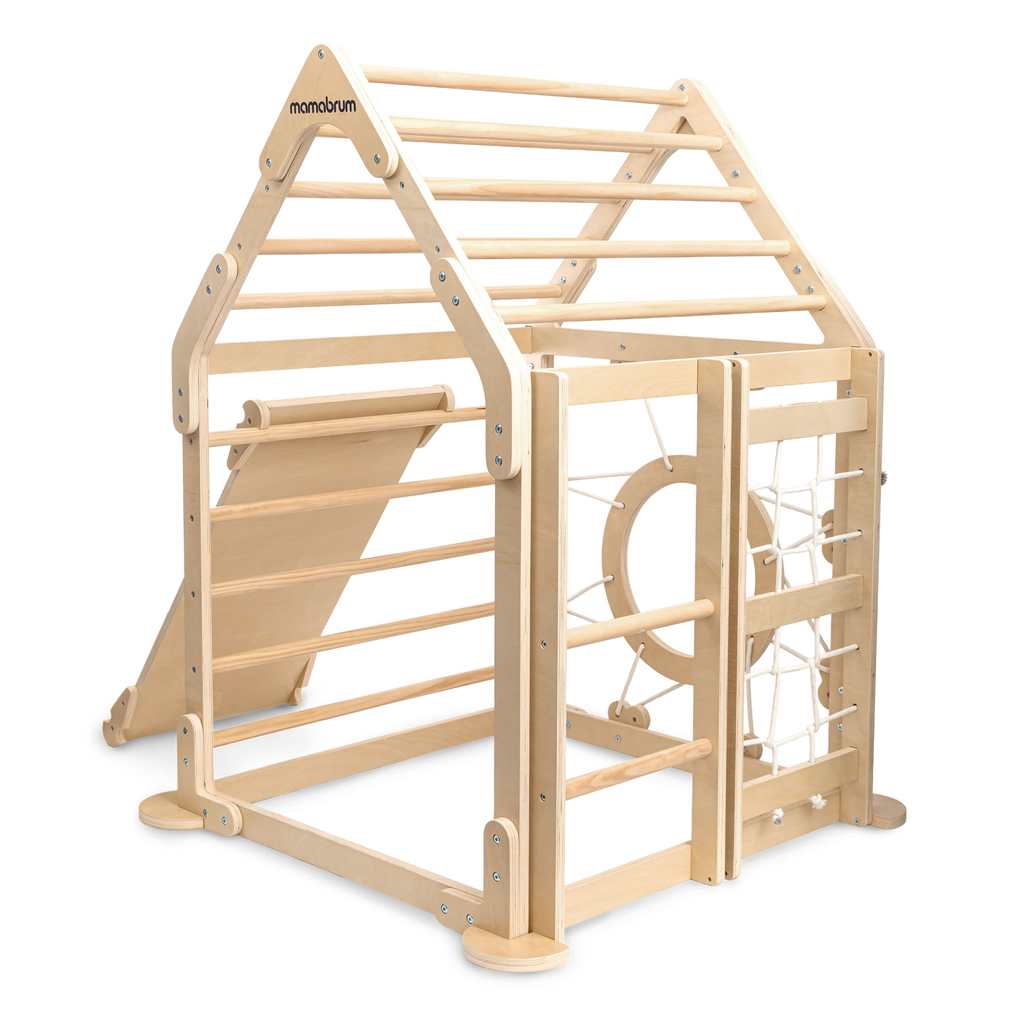 Aire de jeux intérieure en bois pour enfants - une maison avec échelles et toboggan