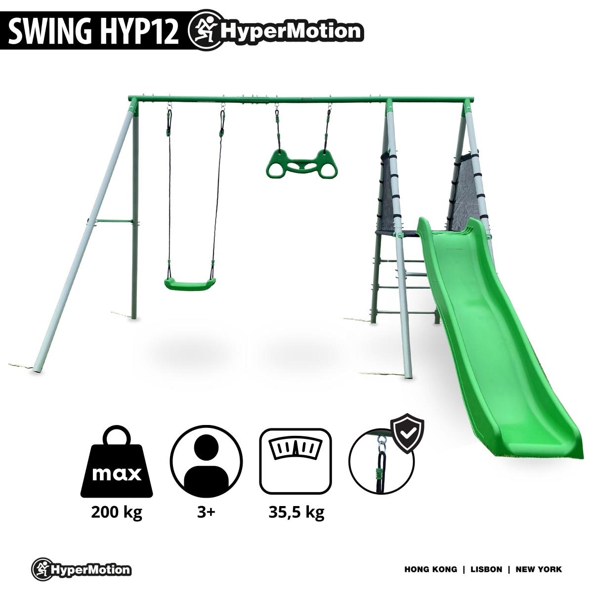 Aire de jeux de jardin XXL pour enfants avec balançoire, trapèze de gymnastique et toboggan