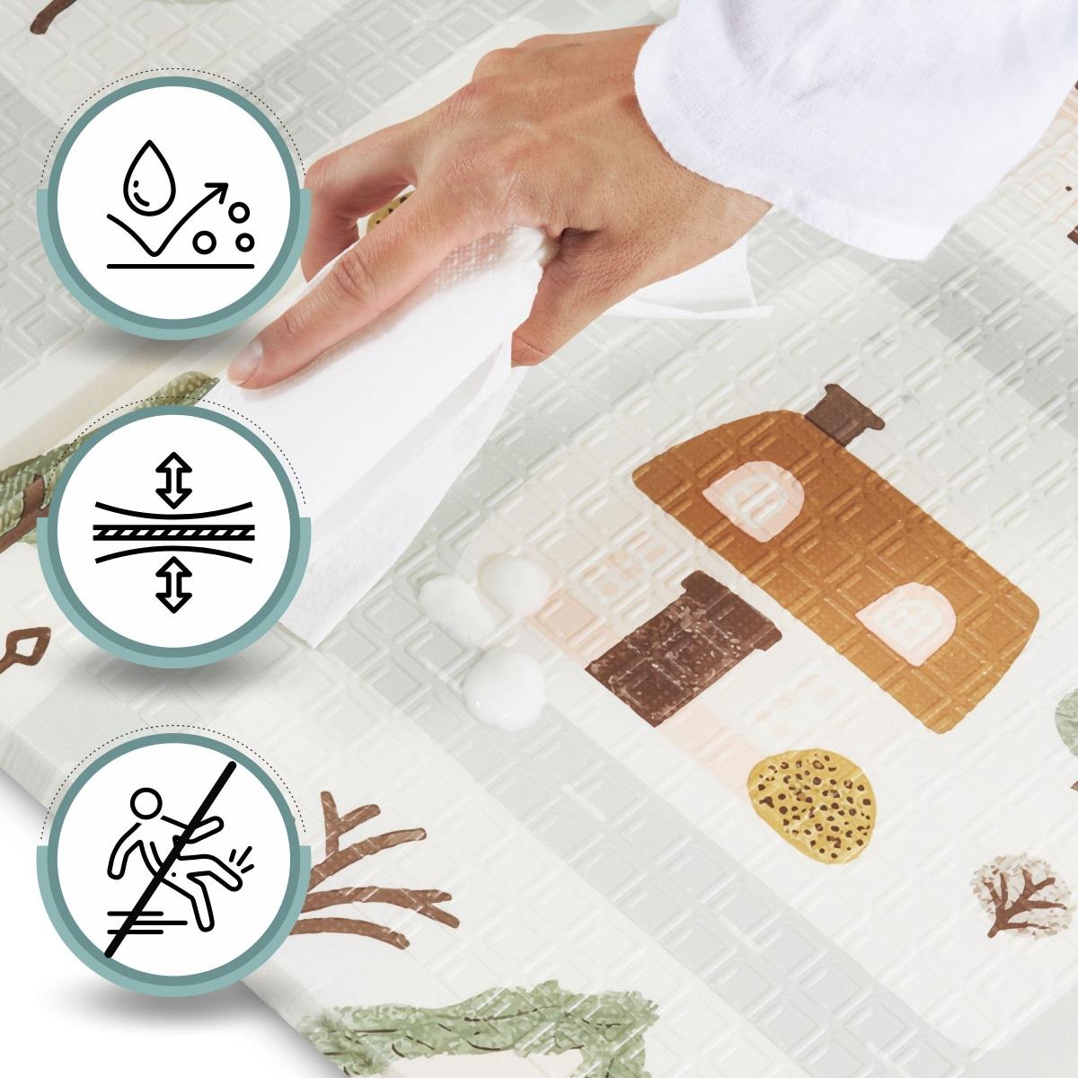 Tapis pliant double face en mousse 180 x 120 x 1cm - Charming Town/Sand Beige