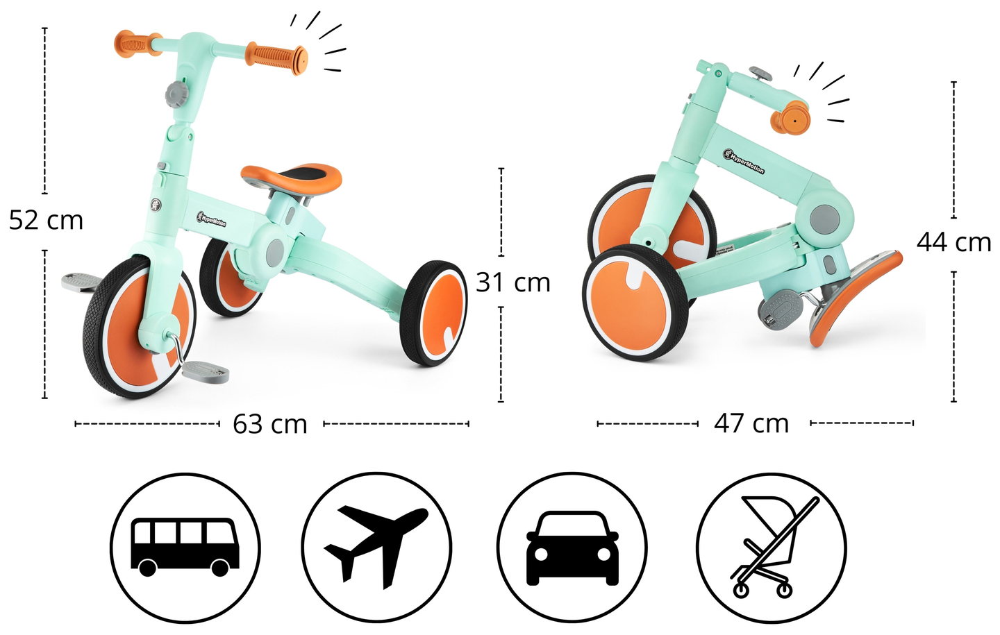 Tobi ROCKET - Tricycle enfant, vélo de randonnée, pilote - pousseur - 5in1 de HyperMotion