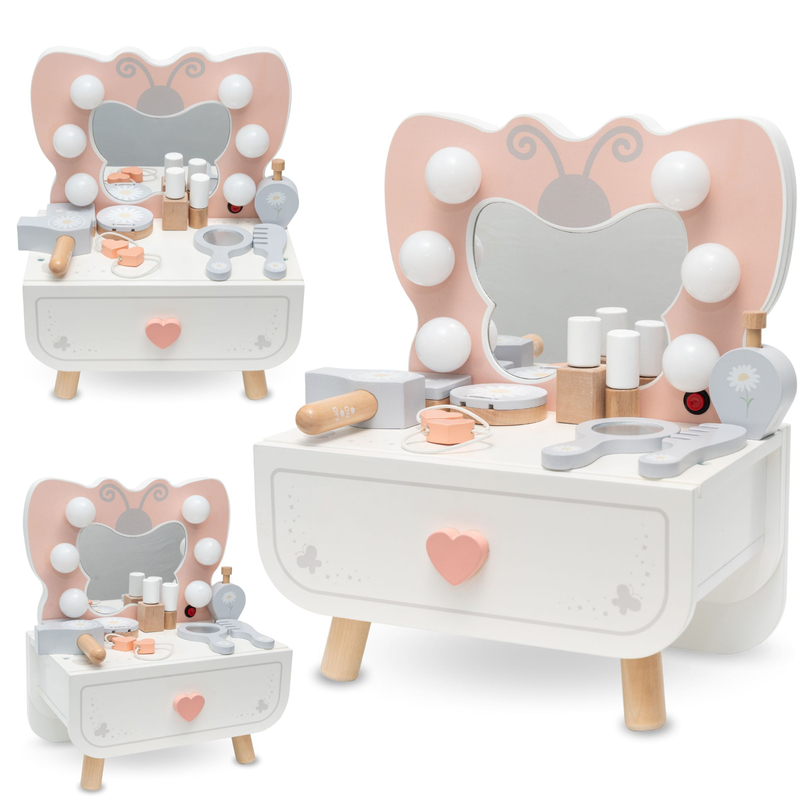 Mini coiffeuse en bois avec éclairage LED - Butterfly