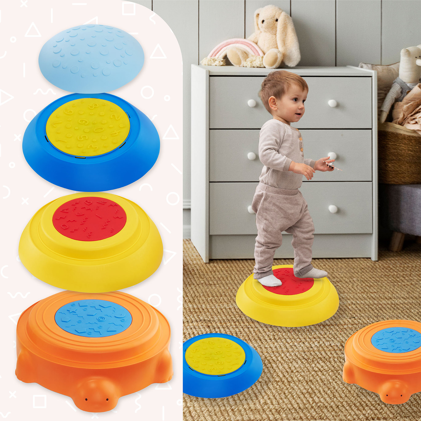 Parcours sensoriel pour enfants - Tortue colorée