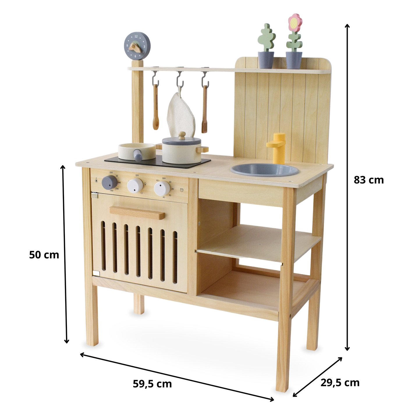 Cuisine de jardin en bois avec accessoires - boho naturel