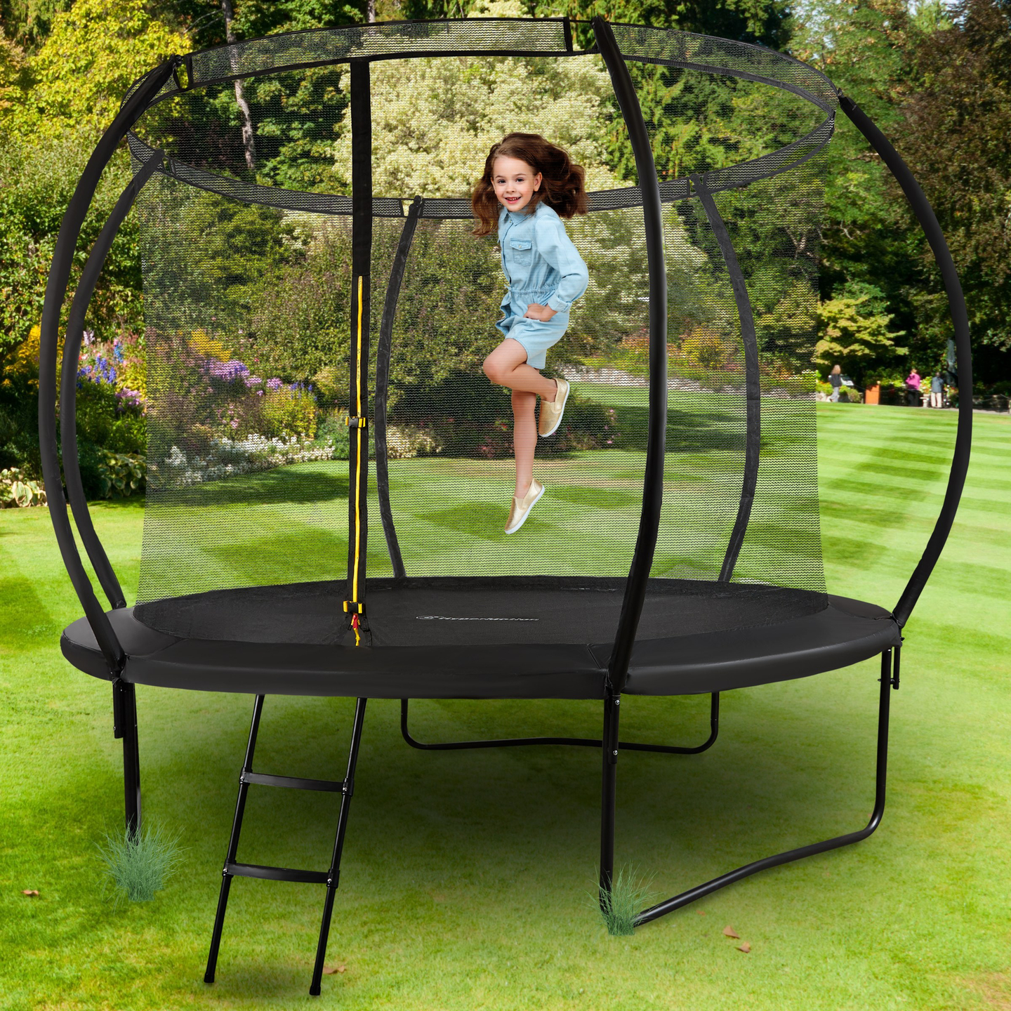 Trampoline de jardin XL pour enfants HyperMotion - 305 cm 10FT - avec échelle et filet intérieur - pour la maison et le jardin