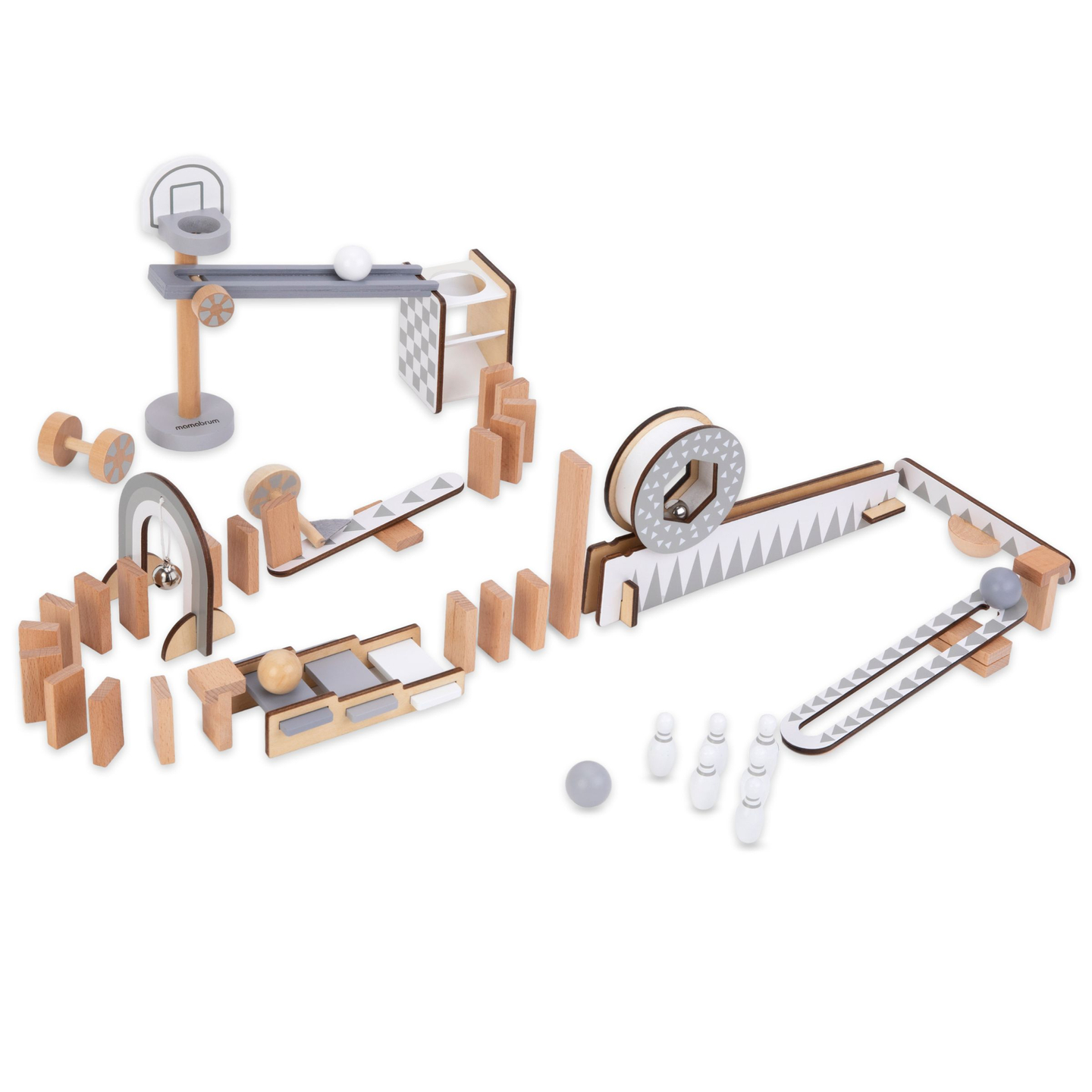 Blocs de dominos en bois - parcours d'obstacles - 48 éléments