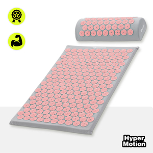 Tapis d'acupression avec coussin et housse - 72 cm HyperMotion gris et rose