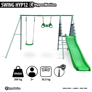 Aire de jeux de jardin XXL pour enfants avec balançoire, trapèze de gymnastique et toboggan