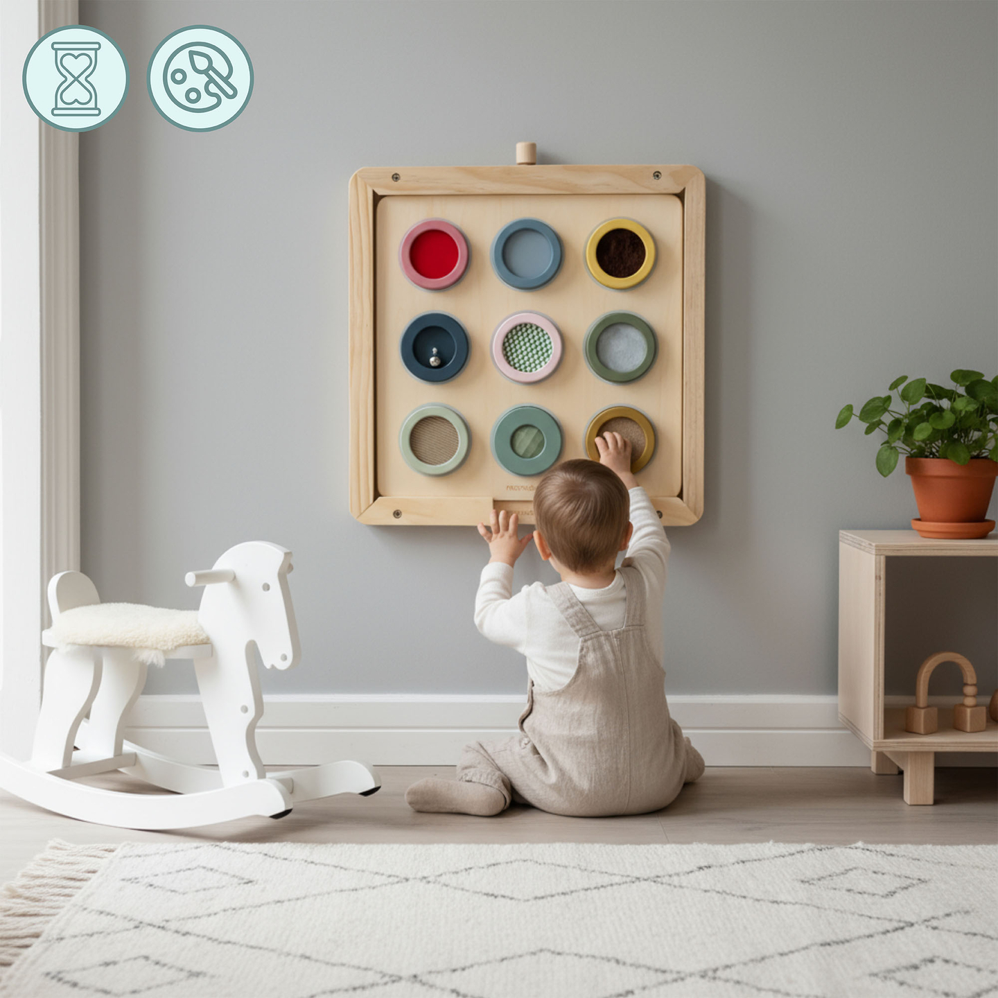 Cadre mural en bois - pour la fixation des tableaux éducatifs Mamabrum