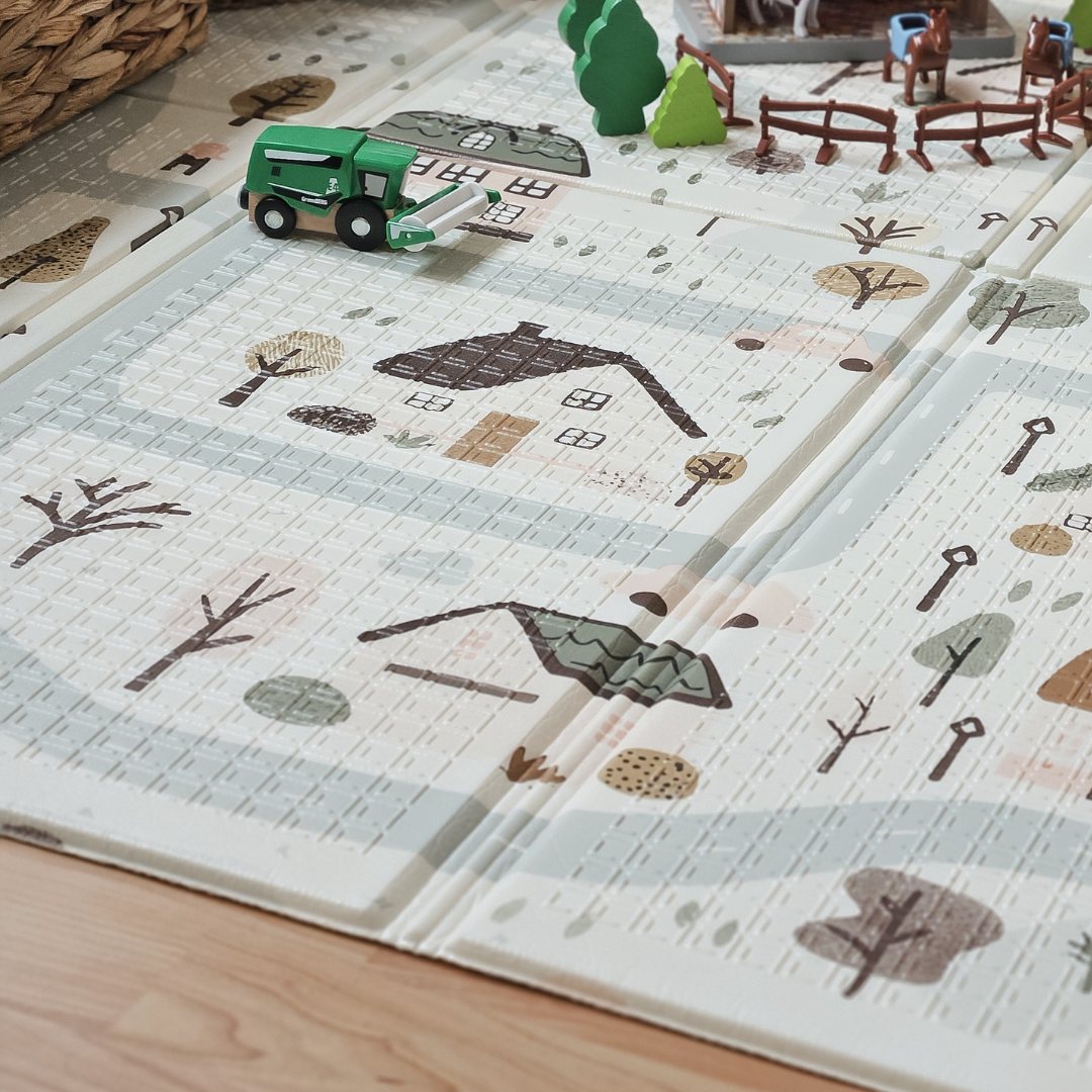 Tapis pliant double face en mousse 180 x 120 x 1cm - Charming Town/Sand Beige