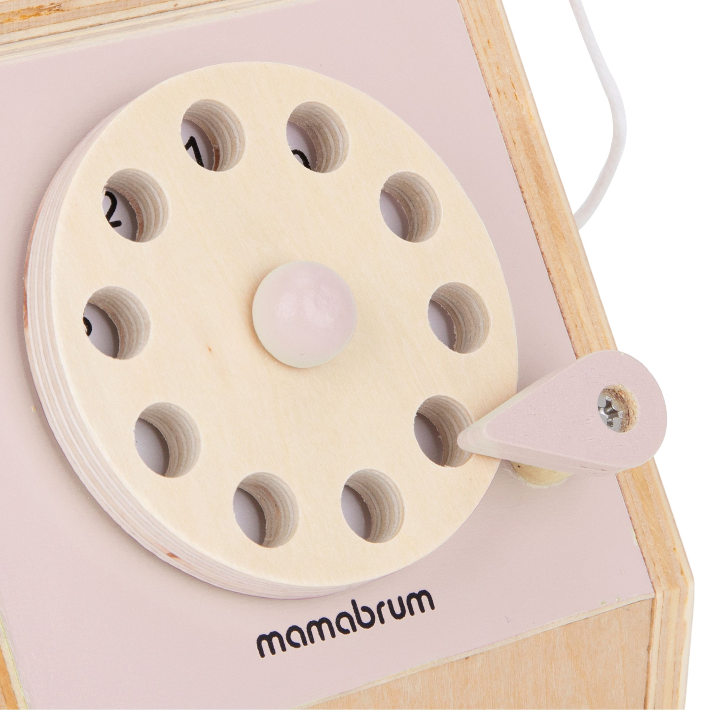 Téléphone rétro en bois - rose pastel