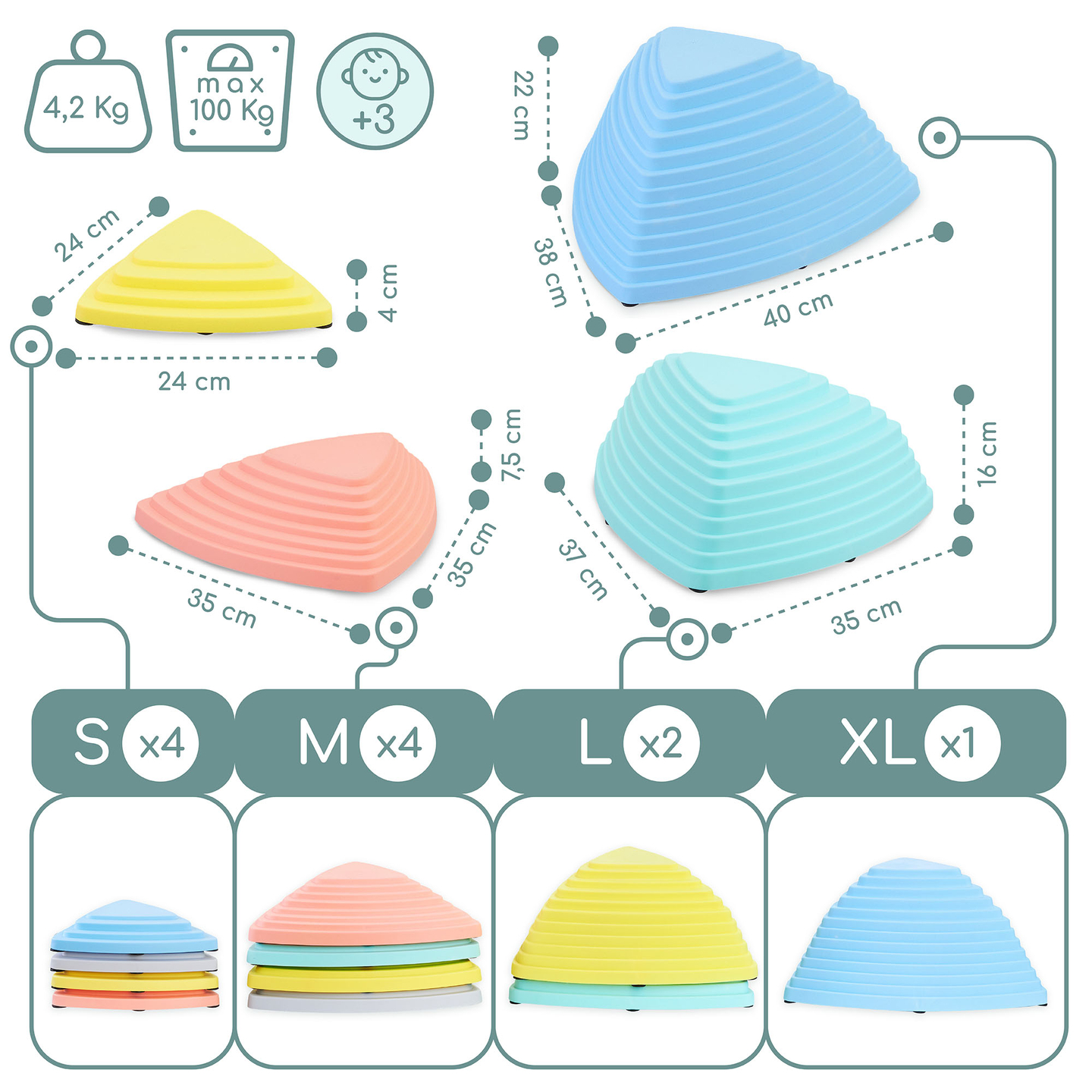 Pierres d'équilibre colorées - 11 pièces