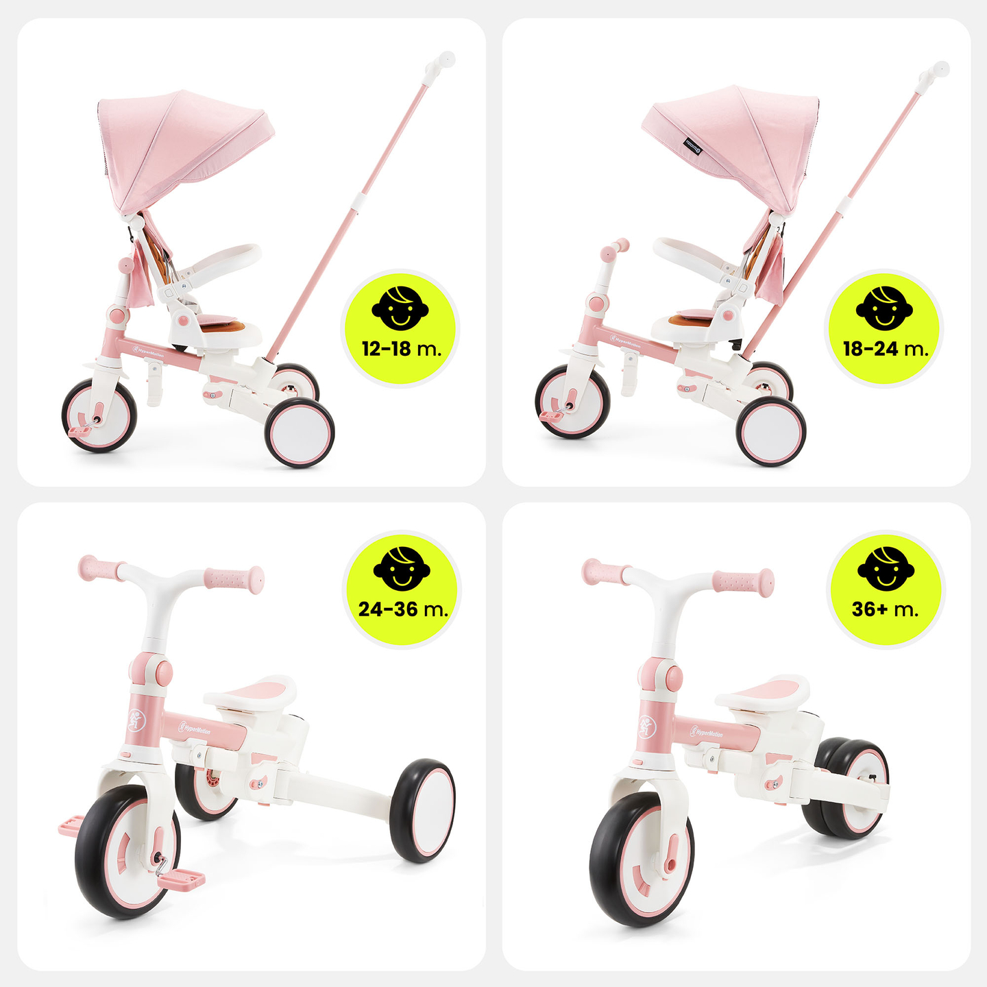 Tricycle multifonctionnel 8 en 1 TOBI FOREST - rose