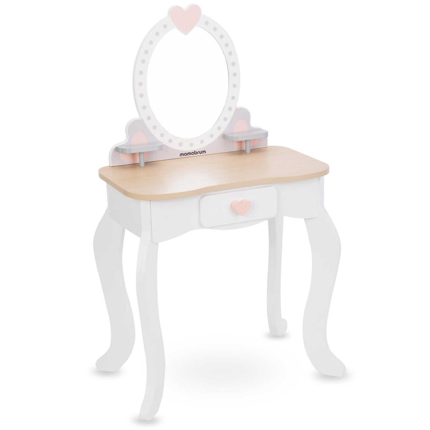 Coiffeuse en bois avec tabouret et accessoires